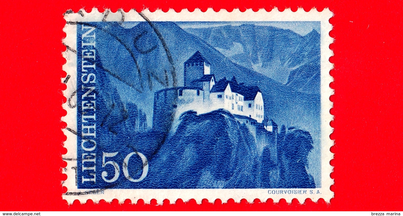 LIECHTENSTEIN - Usato - 1959 - Castelli - Montagne - Paesaggi - Castello Di Vaduz - 50 - Usati