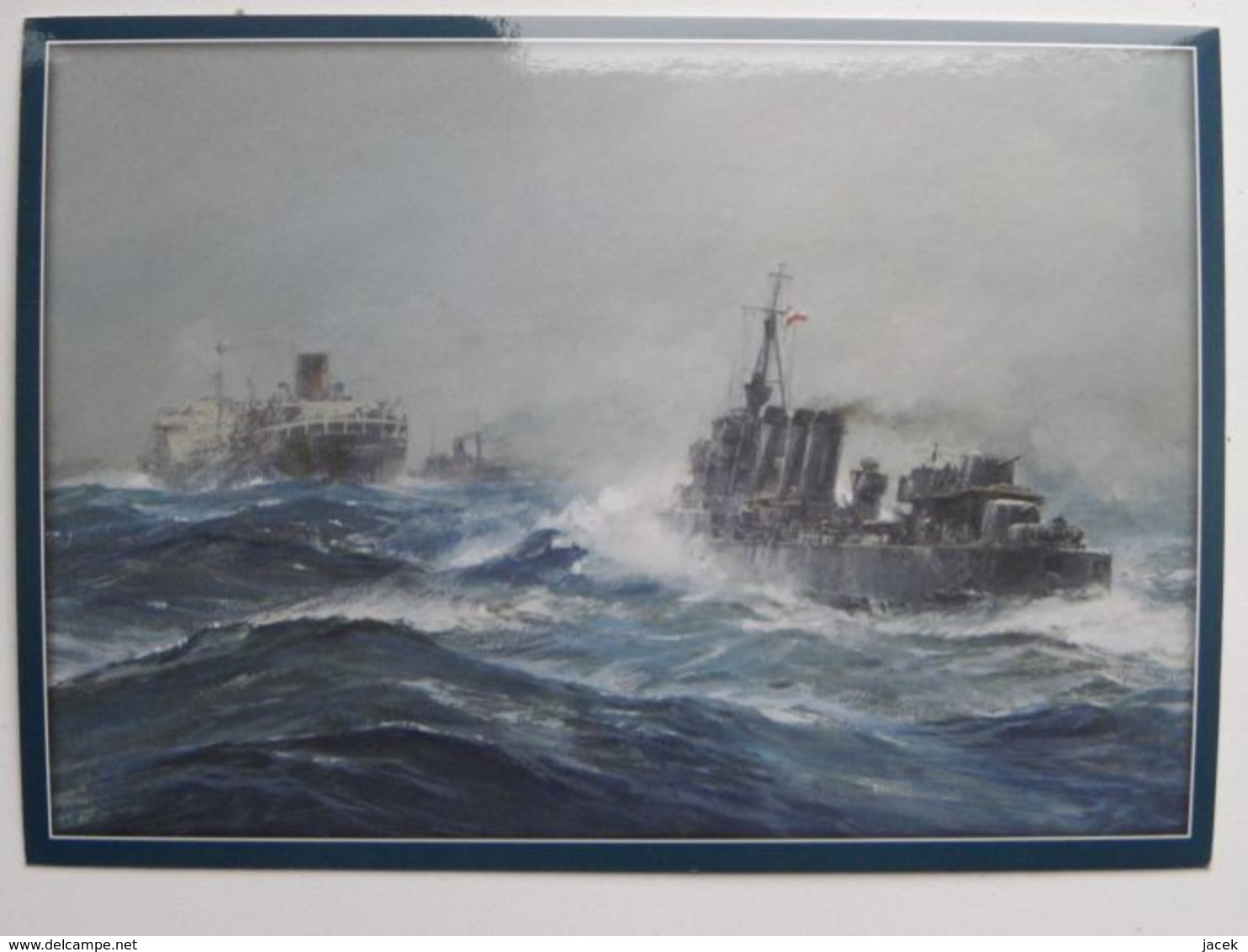 Polish Destroyer ORP Burza /  II War / A Werka Painted  / Polish Postcard - Guerra