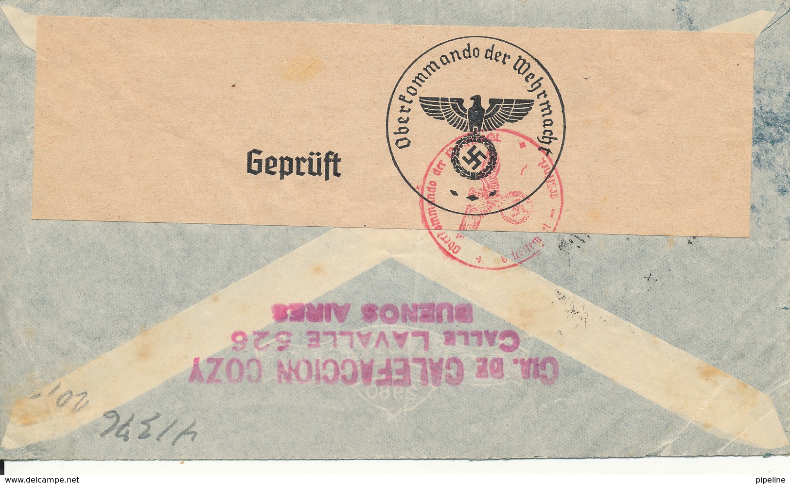 Argentina Nazi Censored Air Mail Cover Sent To Denmark 1-5-1940 Good Franked - Airmail