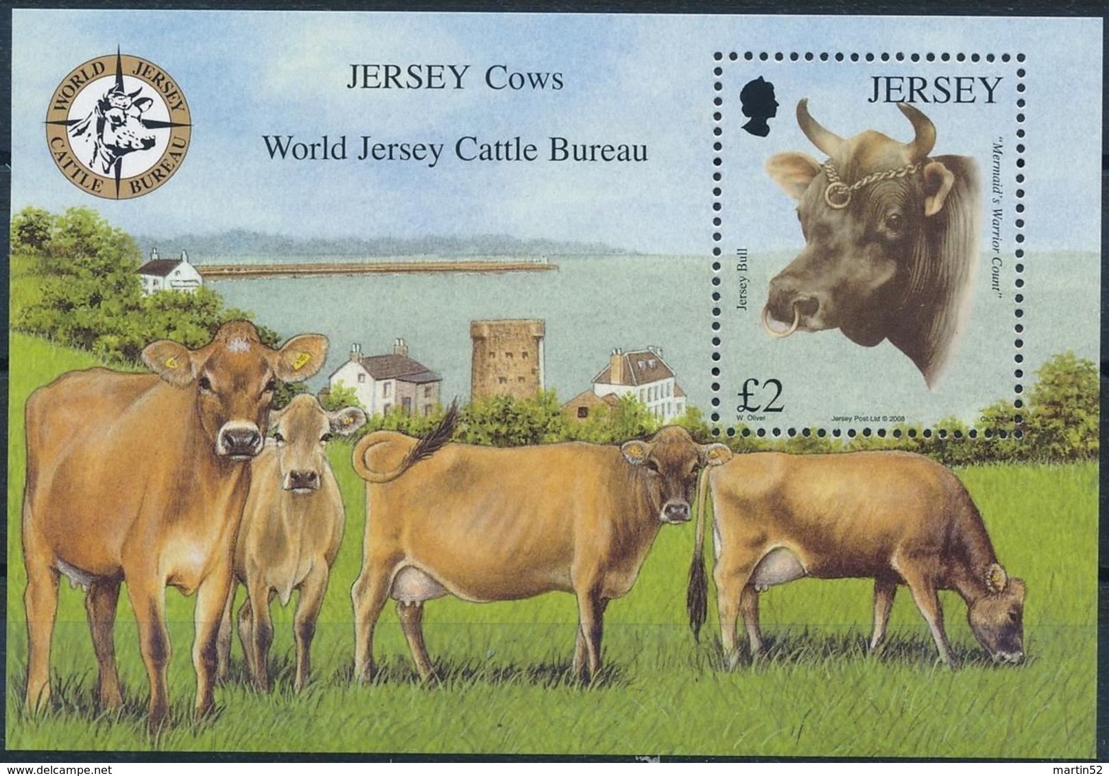 Jersey 2008: "Cows & Bull" Michel-No. 1349 = Block 67 ** MNH - START BELOW POSTAL FACE VALUE (£ 2.00) - Kühe