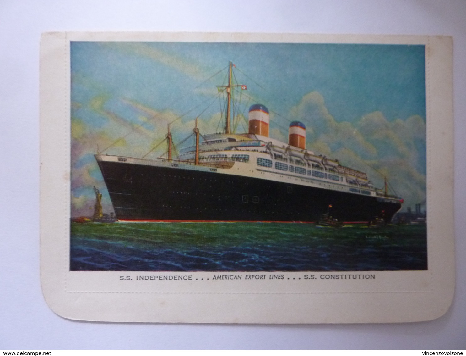 Cartolina Biglietto Postale "S.S. INDEPENDENCE American Export Lines S.S. CONSTITUTION" 1929 - Piroscafi