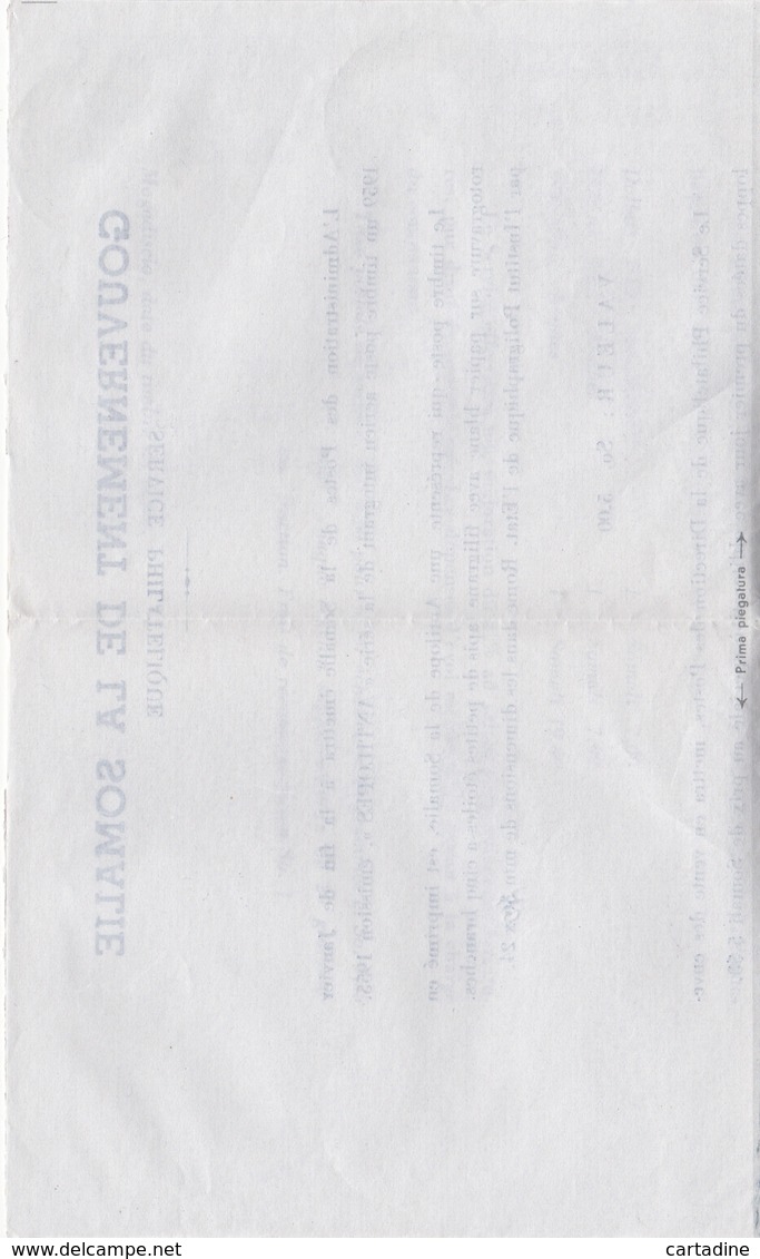 Somalie / Somalia - Entier Postal Lettre Aérienne - Lettera Aerea - 1958 - Somalie (1960-...)