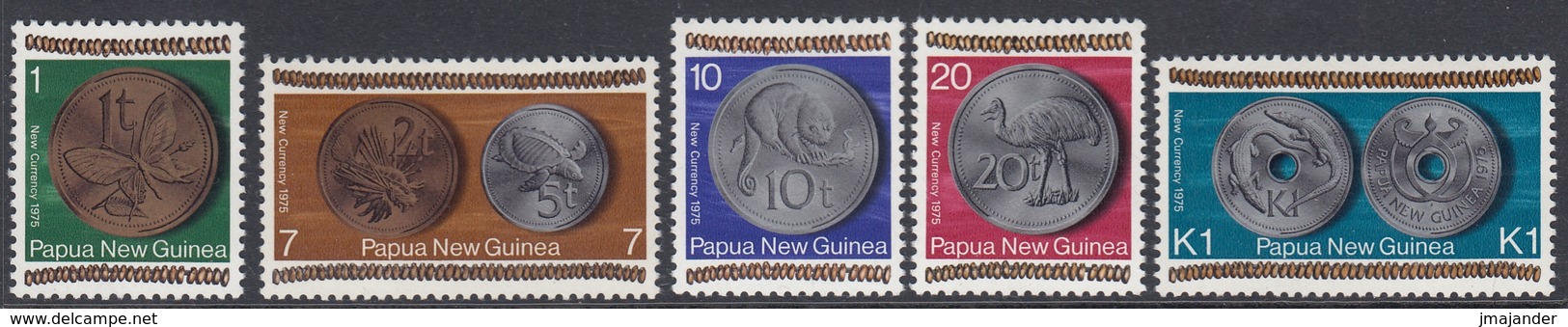 Papua New Guinea 1975 - New Coinage - Mi 283-287 ** MNH - Papua-Neuguinea