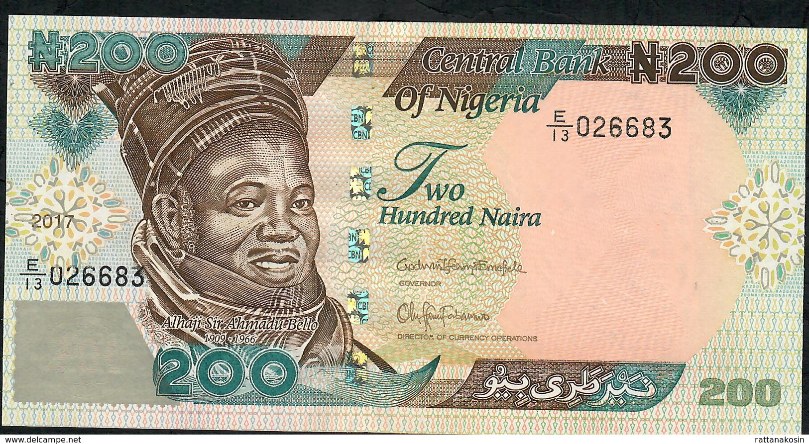 NIGERIA P29w 200 NAIRA 2017  #E/13 Signature 21   UNC. - Nigeria