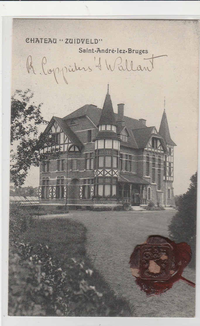 St-André-lez-Bruges ( Par Lophem ),  Château "Zuidveld", Saint-André-lez-Bruges, Met Stempel Van Ringzegel Kasteelheer - Brugge