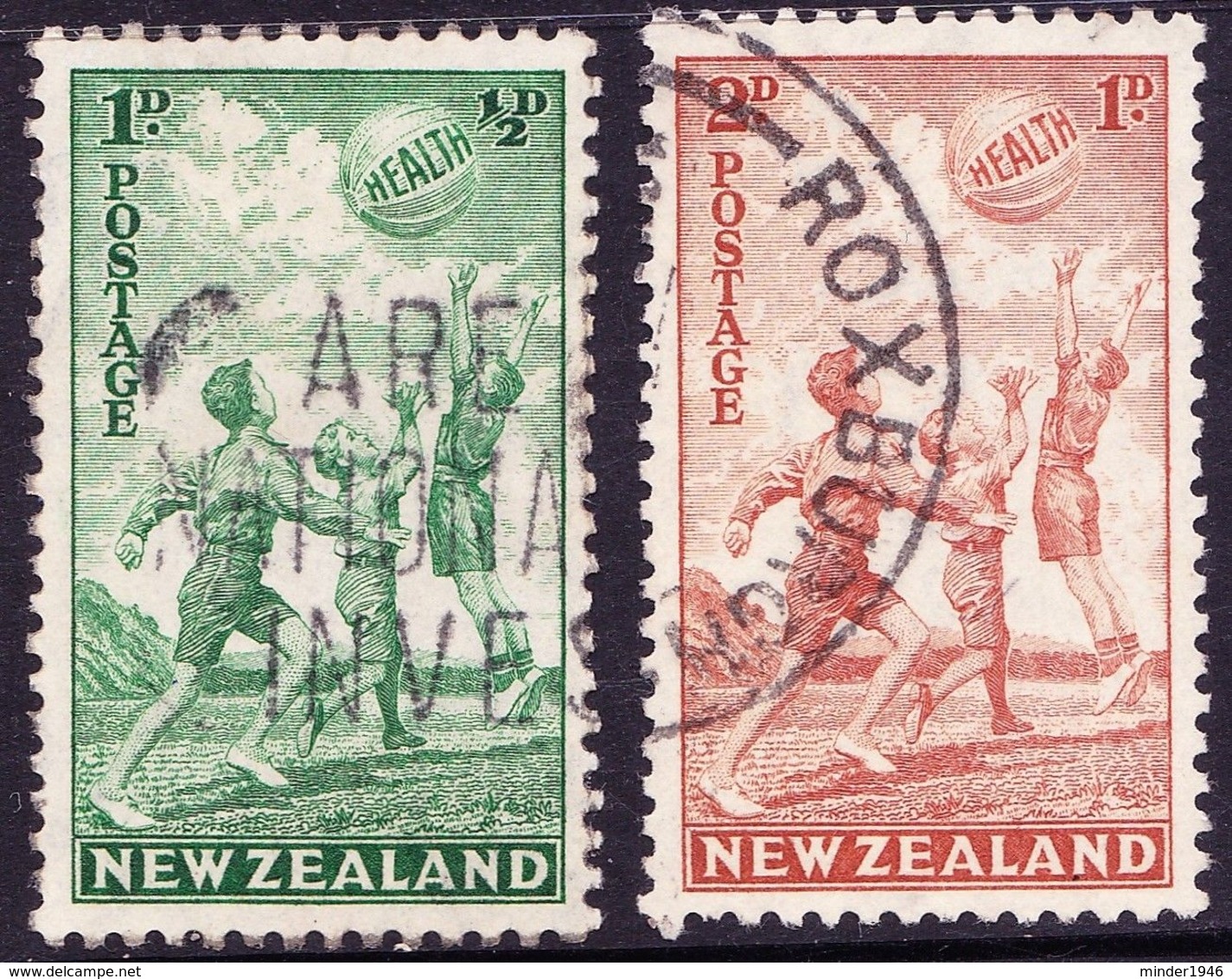 NEW ZEALAND 1941 1d + 1/2d Blue-Green & 2d + 1d Health Brown-Orange SG626/7 Used - Usados