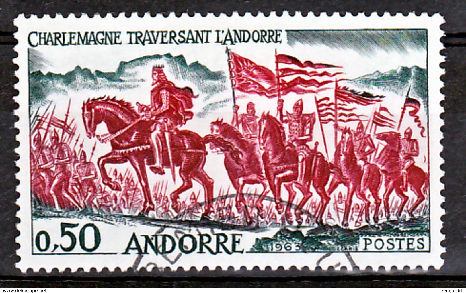 Andorre 167 Charlemagne Traversant Les Pyrénées Oblitéré Used Cote 11 - Oblitérés