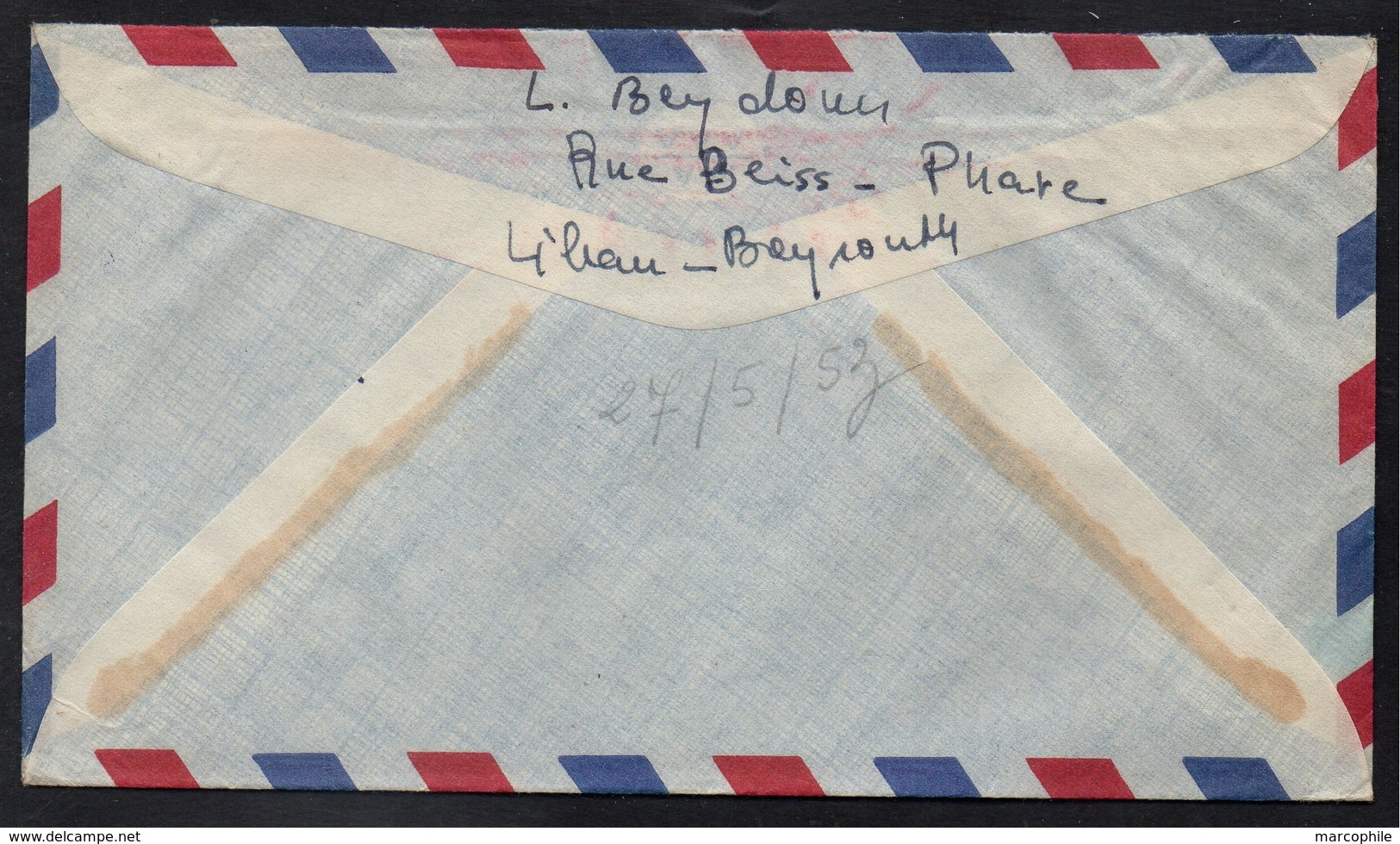 LIBAN - LEBANON - BEYROUTH - BEIRUT / 1953 LETTRE AVION POUR LA FRANCE (ref LE2816) - Liban