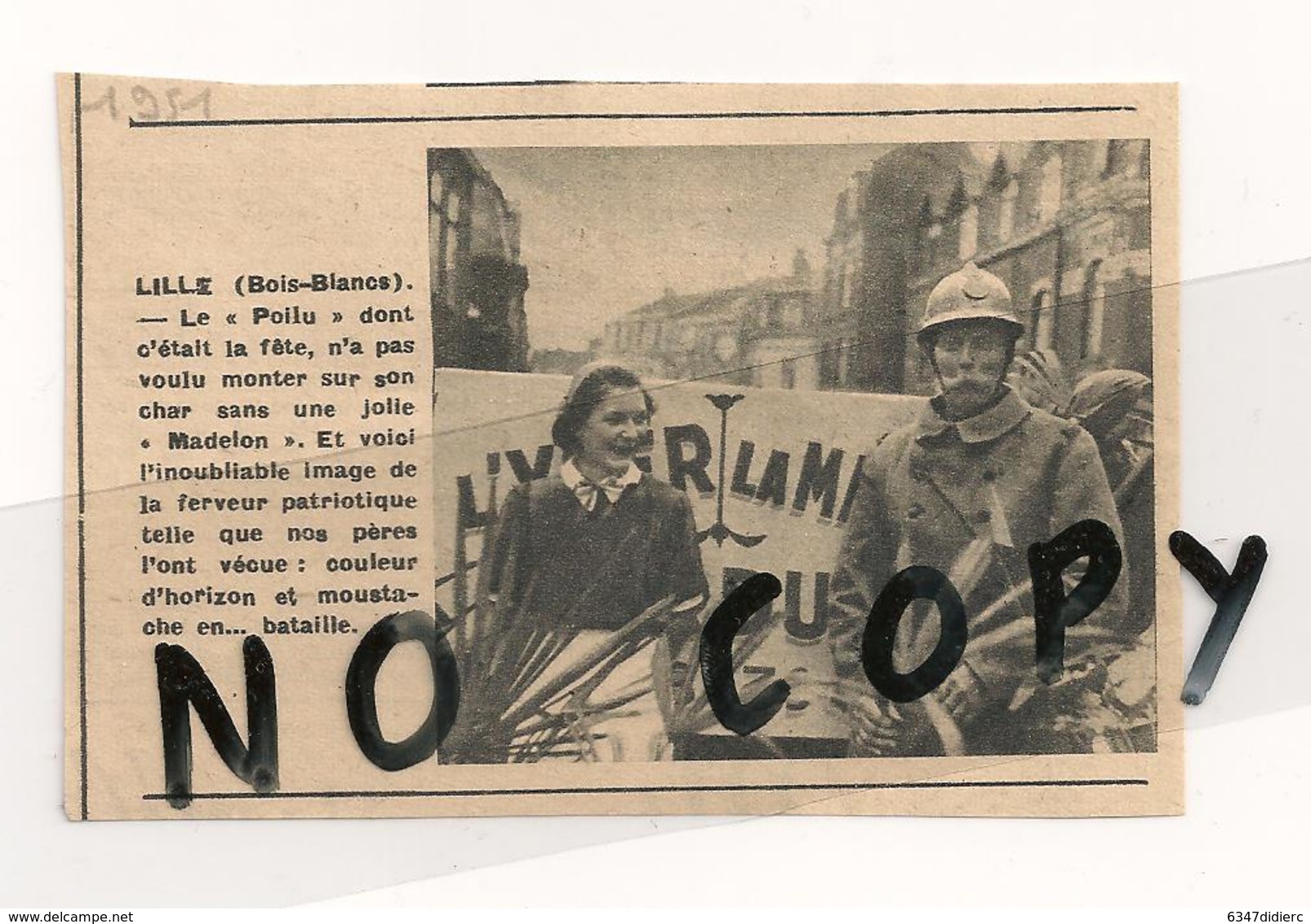 HISTOIRE DE LILLE LES BOIS BLANCS. ARTICLE DE LA REVUE NORD FRANCE DE 1951. CORTEGE PATRIOTIQUE 1914 1918. - Documents Historiques