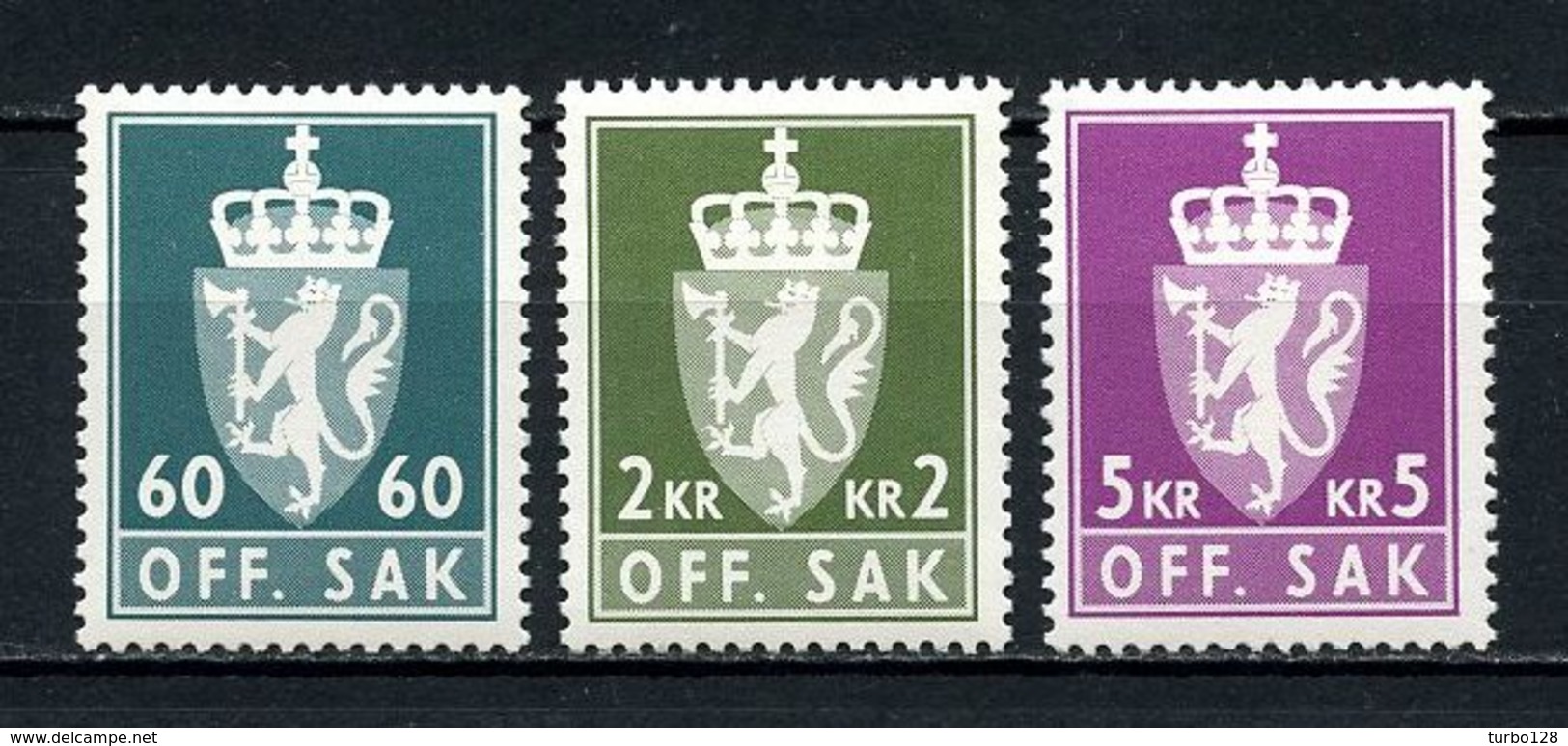 NORVEGE 1975 Service N° 94/96 ** Neufs MNH Superbes C 30,50 € Armoiries Coat Of Arms Couronne Faune Lion Animaux - Service