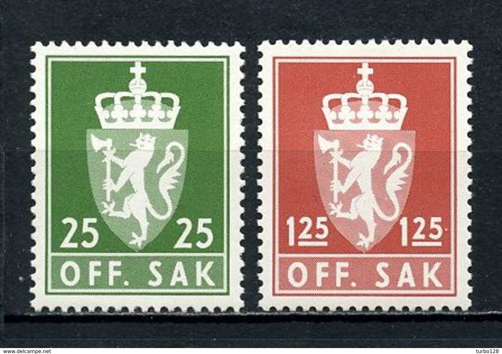 NORVEGE 1975 Service N° 97/98 ** Neufs MNH Superbes C 2,25 € Armoiries Coat Of Arms Couronne Faune Lion Animaux - Dienstzegels