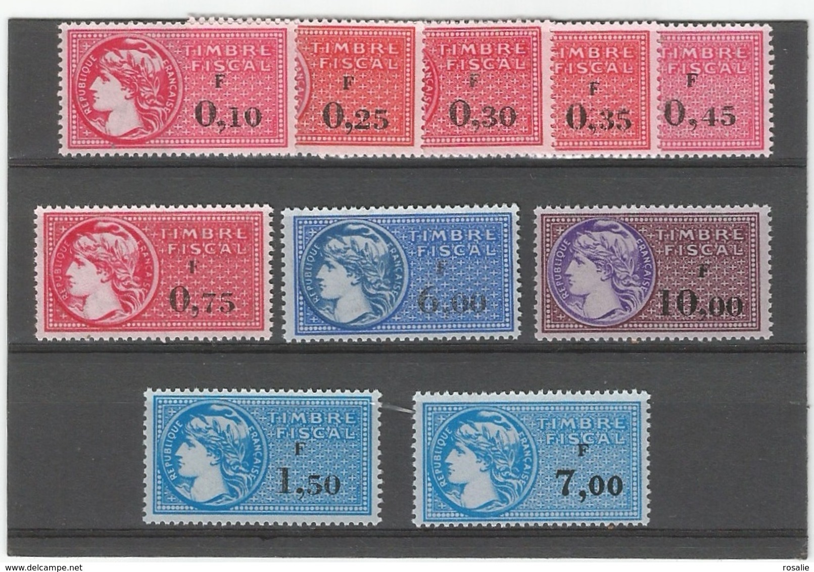 Fiscal Lot De 10 Timbres - Sonstige & Ohne Zuordnung