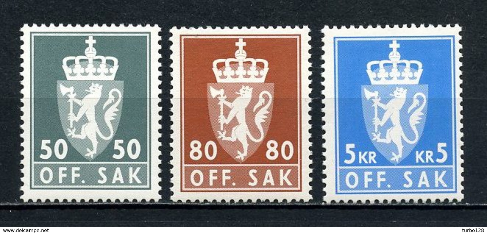 NORVEGE 1976 Service N° 99/101 ** Neufs MNH Superbes C 3.50 € Armoiries Coat Of Arms Couronne Faune Lion Animaux - Service