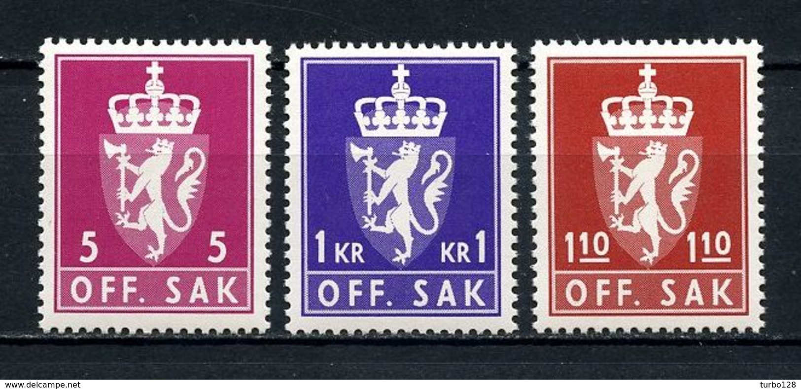 NORVEGE 1980 Service N° 104/106 ** Neufs MNH Superbes C 5 € Armoiries Coat Of Arms Couronne Faune Lion Animaux - Dienstmarken