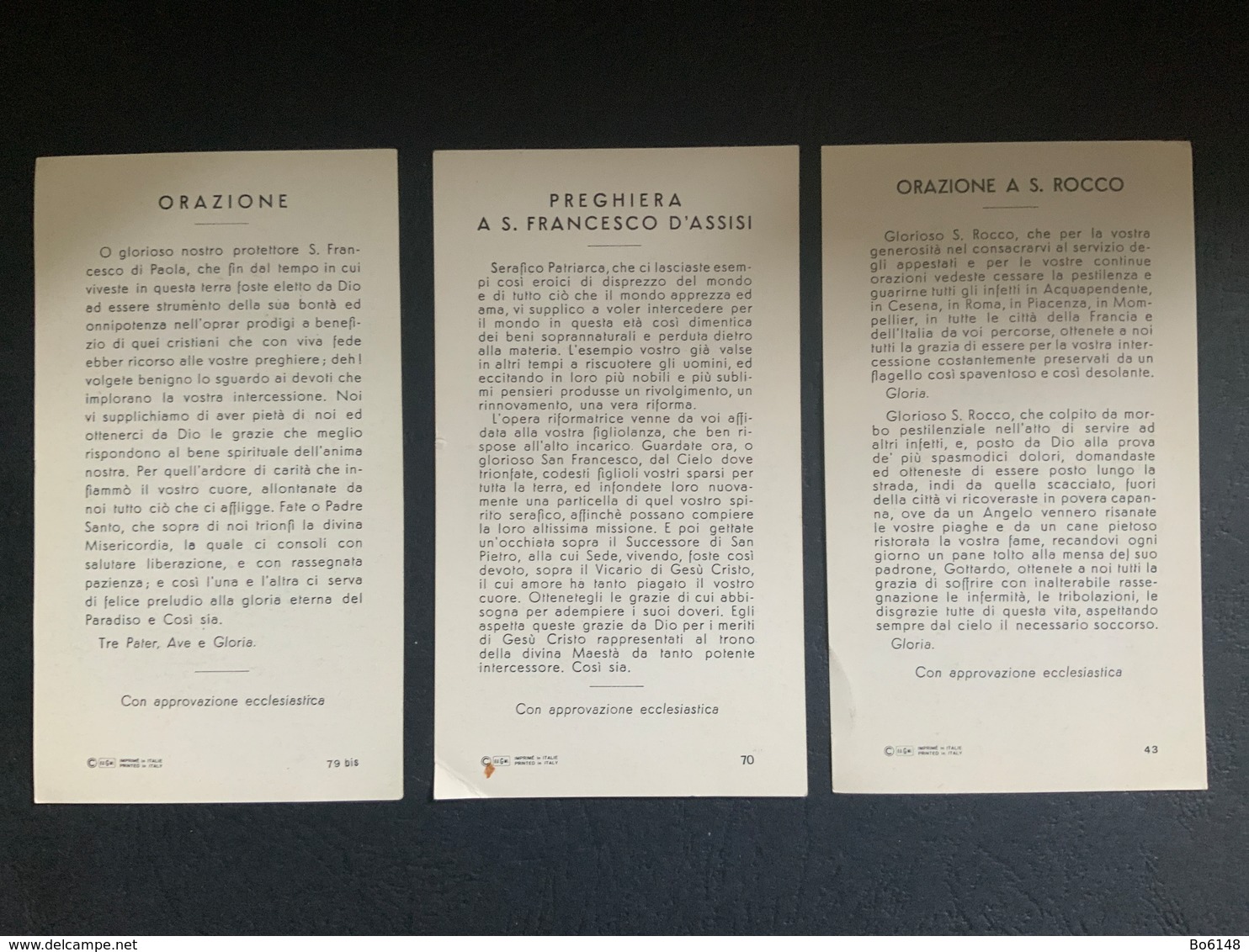 3 Santino : S. FRANCESCO Da PAOLA , FRANCESCO ASSISI , S.ROCCO Ed. GMI 79,70, 43 - Religione & Esoterismo