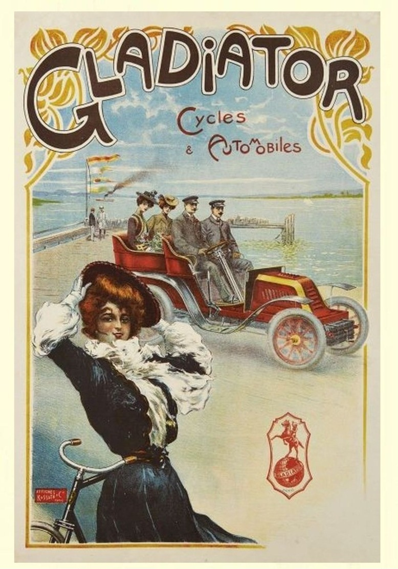 Car Automobile Postcard Gladiator 1905 - Reproduction - Pubblicitari