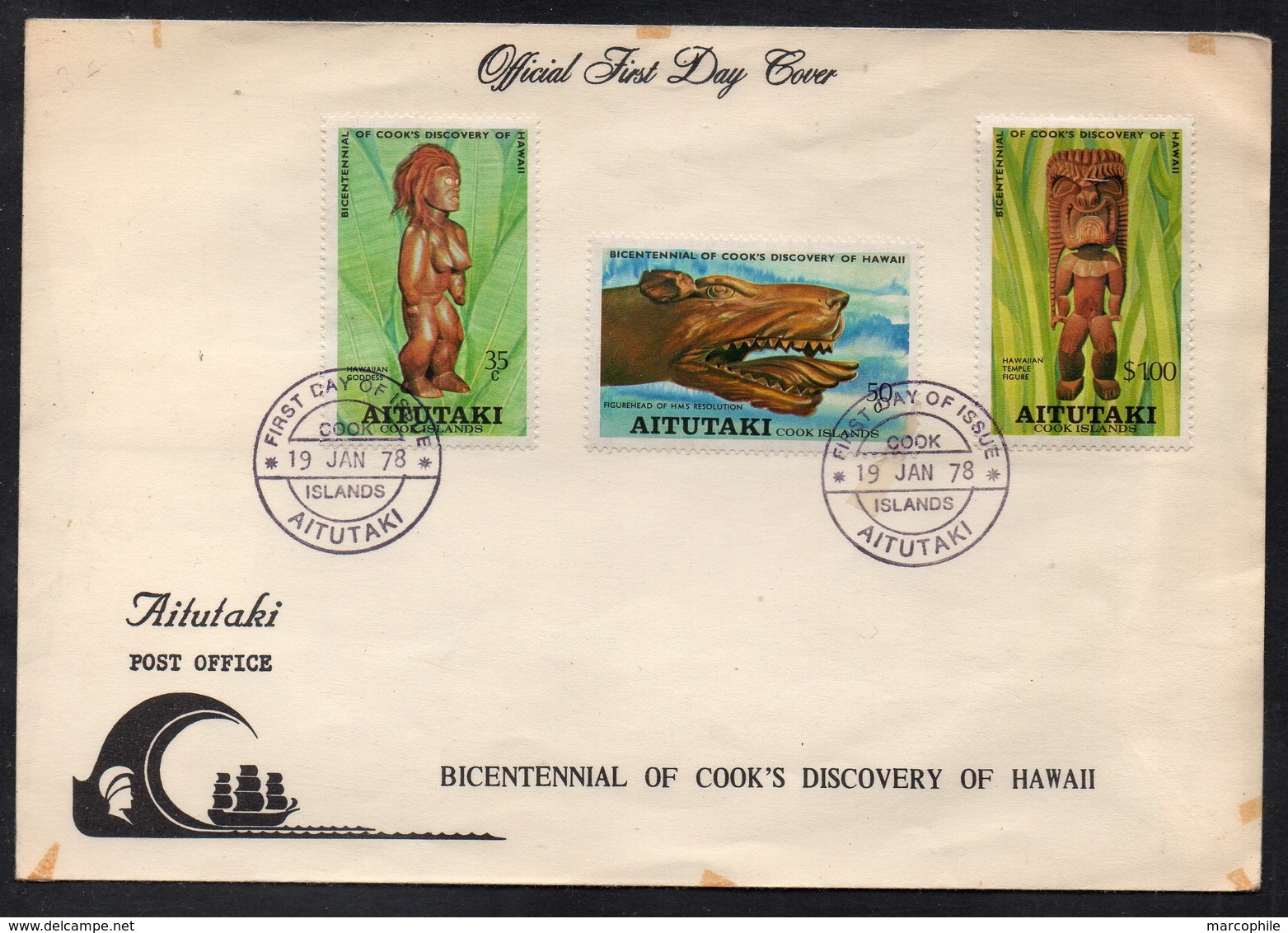 AITUTAKI - COOK / 19-1-1978 SERIE COMPLETE SUR ENVELOPPE FDC (ref 7952) - Aitutaki