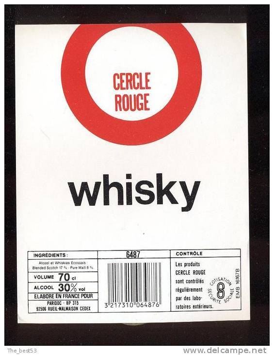 Etiquette De Whisky  -  Cercle Rouge  -  Paridoc à  Rueil Malmaison  (92) - Whisky