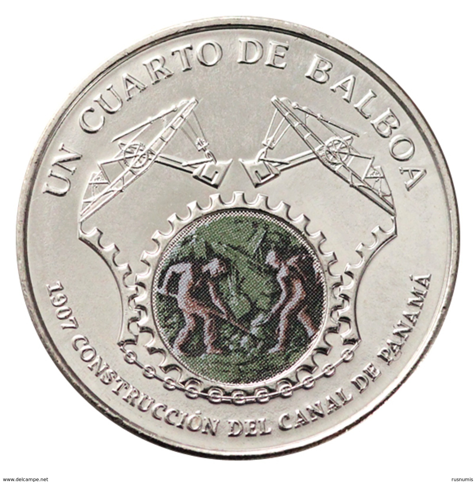 PANAMA CUARTO 1/4 BALBOA CONSTRUCTION OF PANAMA CANAL CHANNEL UNC 2016 - Panama