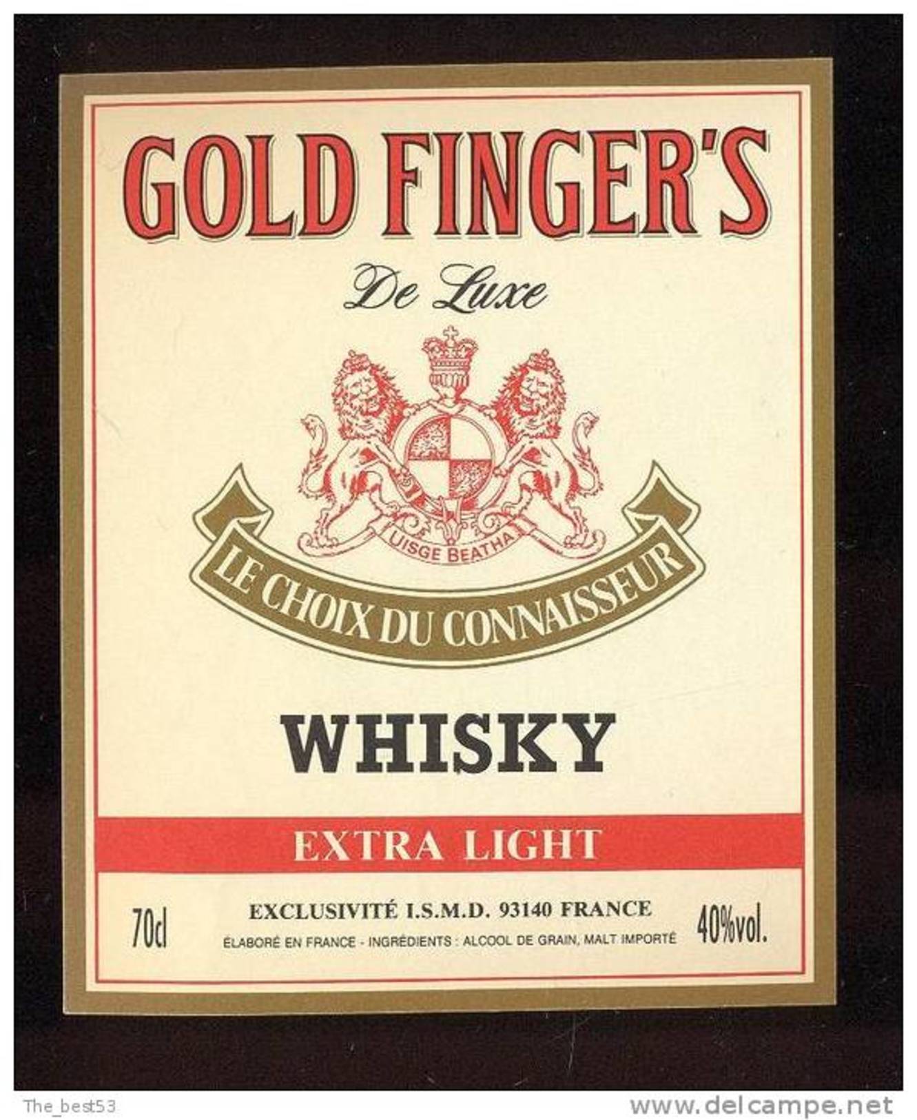 Etiquette De   Whisky  -  Gold Finger's  -   ISMD  (93) France - Whisky