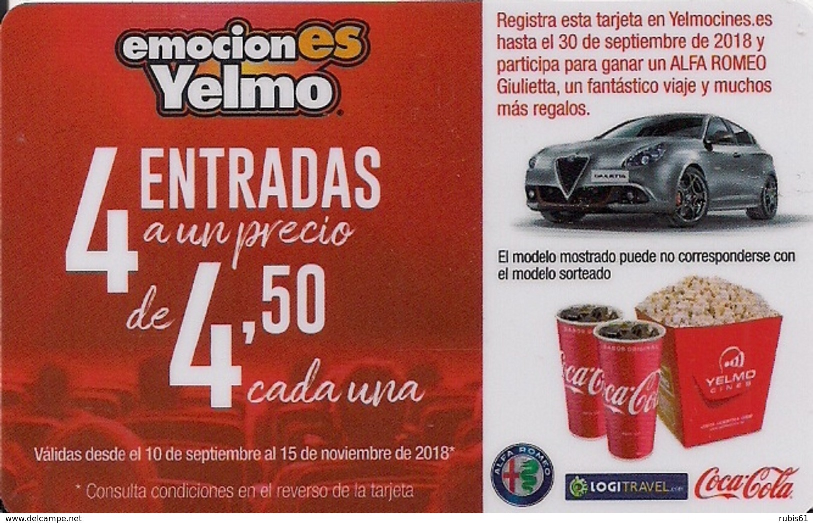 TARJETA CINE ,COCHE ,COCA-COLA - Non Classés