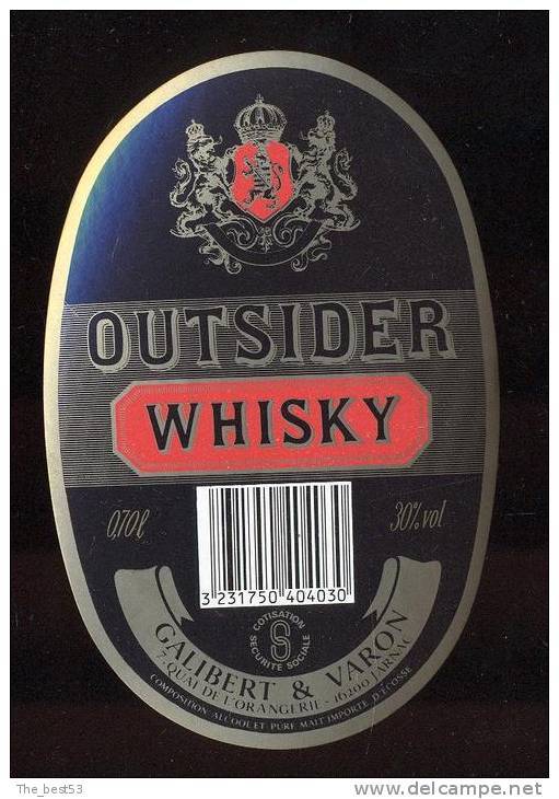 Etiquette De Whisky  -  Outsider  -  Galibert Et Varon  à  Jarnac  (16) - Whisky