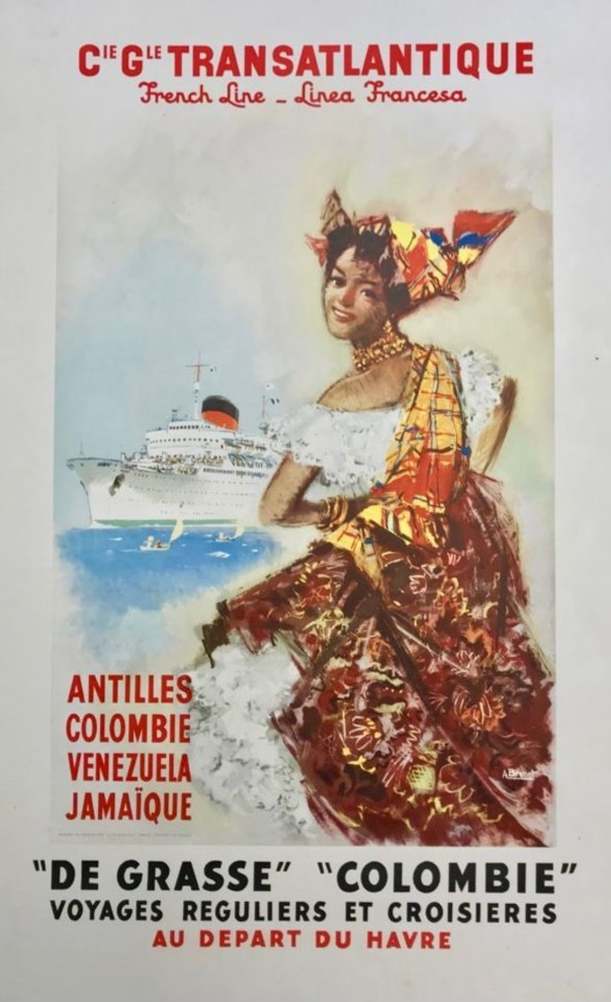 France Navigation Postcard CGT "De Grasse" "Colombie" 1950 - Reproduction - Pubblicitari
