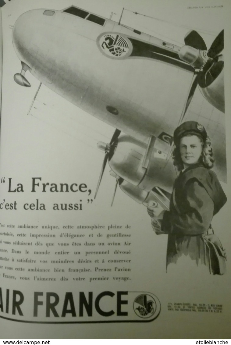 Aviation, Air France, Avion à Hélice, Emblème Pégase, Femme 'au Service Du Voyageu - Hôtesse, Publicité Papier - Advertising