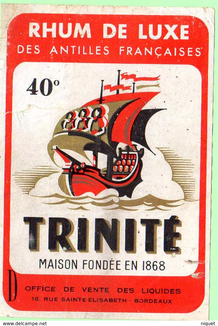 Rare, Etiquette Rhum De Luxe Des Antilles Françaises, Trinité, 14.5x10 Cm - Rhum