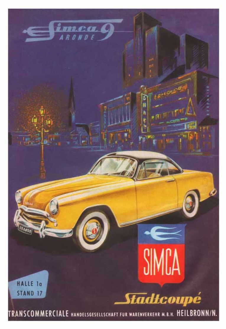 Car Automobile Postcard Simca 1955 - Reproduction - Pubblicitari