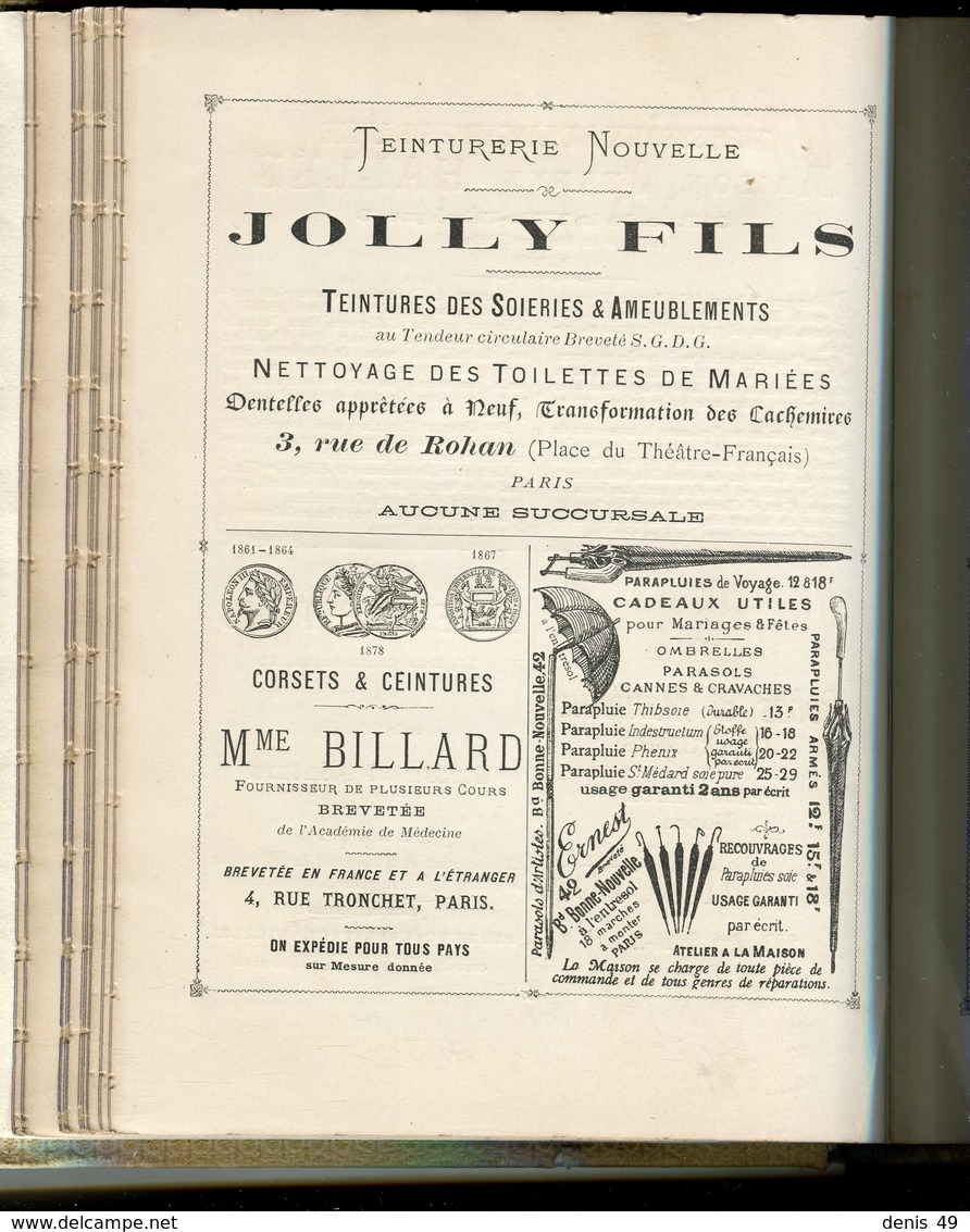 publicité commerces Paris le  livre du mariage  1885