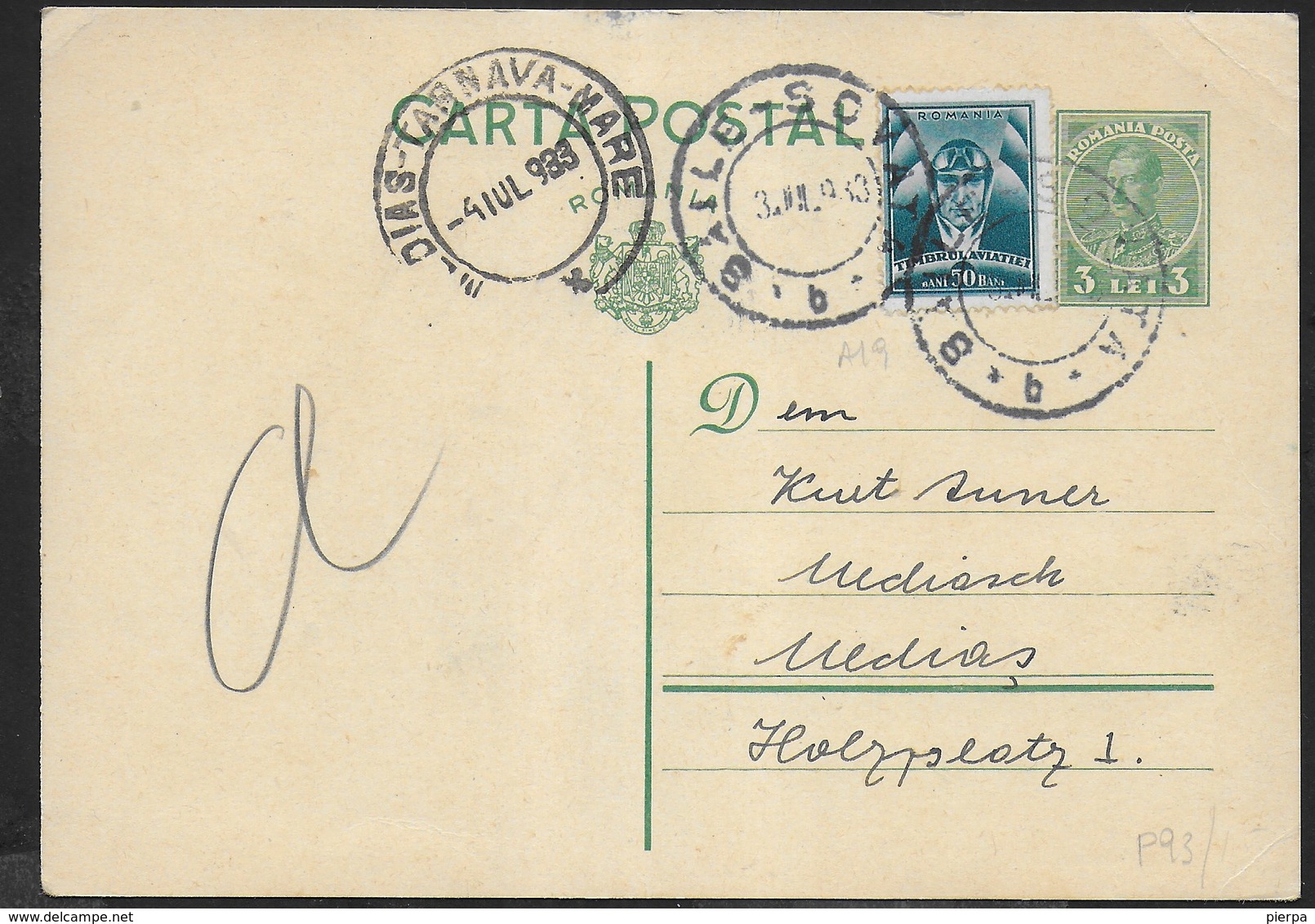 ROMANIA - CARTOLINA POSTALE  (MICHEL P93) 03.07.1933 DA SOVATA - Interi Postali