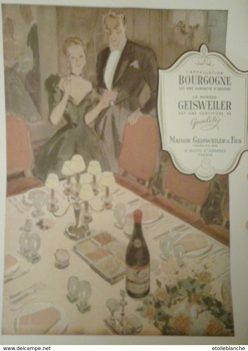 Vin De Bourgogne, Nuits Saint Georges Geisweiler - Publicité Papier 'certitude Qualité' Réception, Table, Bouteille - Publicidad