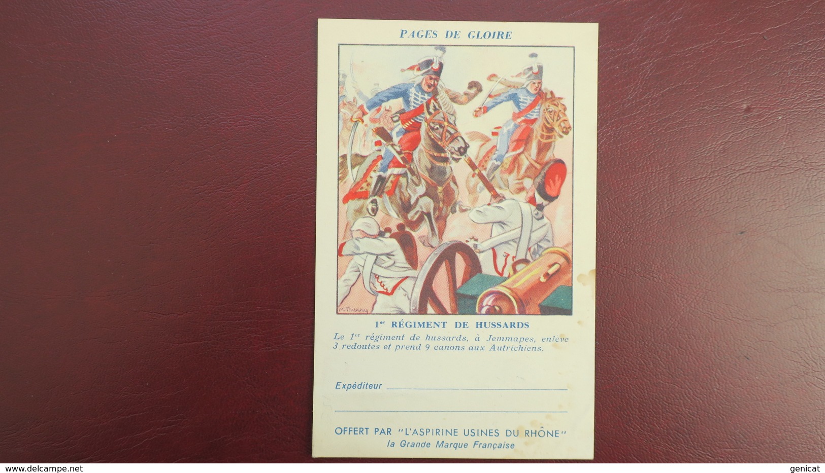 Carte De Franchise Militaire Illustré 1er Regiment De Hussards Pub " Aspirine Usines Du Rhône " Neuf - Lettres & Documents