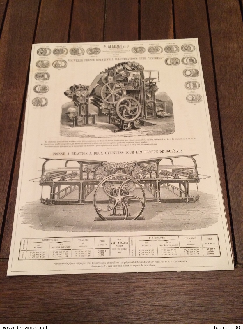 Presses Presse D' Imprimerie Impression Illustration ALAUZET à PARIS  Tonneaux Pompe à Purin SANTERRE TACONET à GUISE 02 - Imprimerie & Papeterie