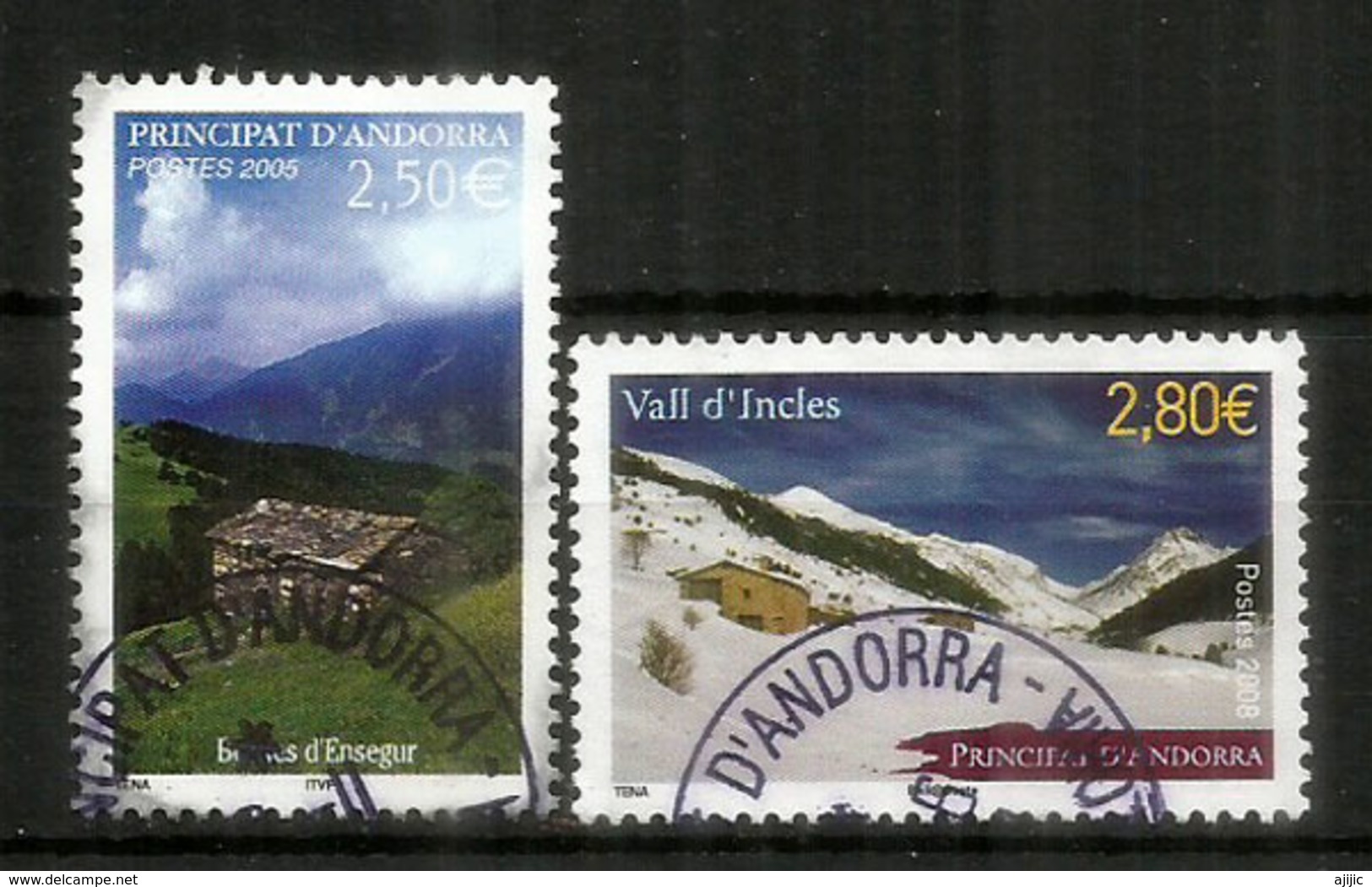 Bordes De L’Ensegur & Vallée D'Incles, Deux Timbres Hautes Faciales  5,30 ‎‎€, Pour Lettres R,oblitérés, 1 ère Qualité - Used Stamps