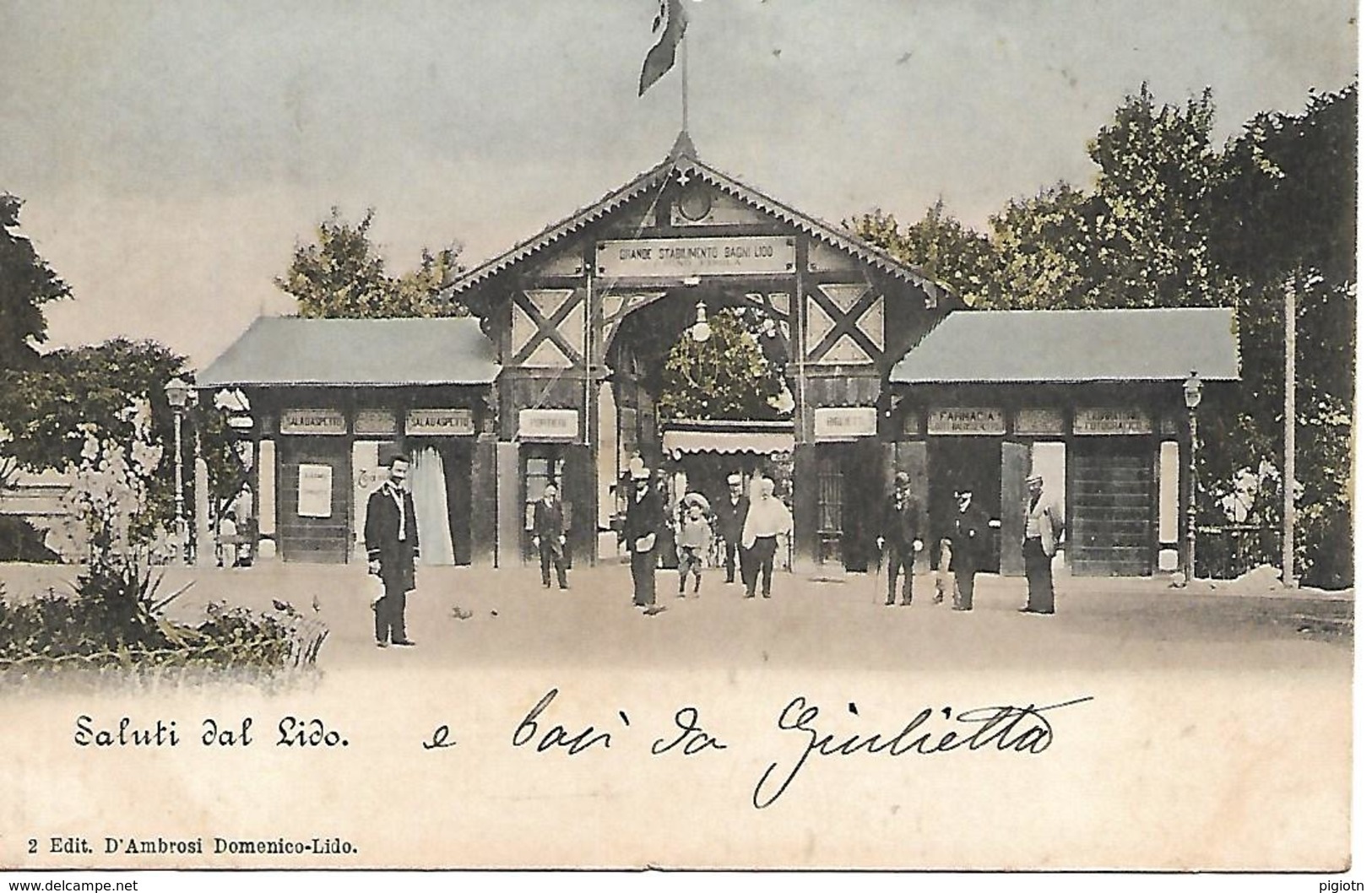 VE420 - SALUTI DA LIDO DI VENEZIA  - FORMATO PICCOLO -  VIAGGIATA 1900 - Venezia