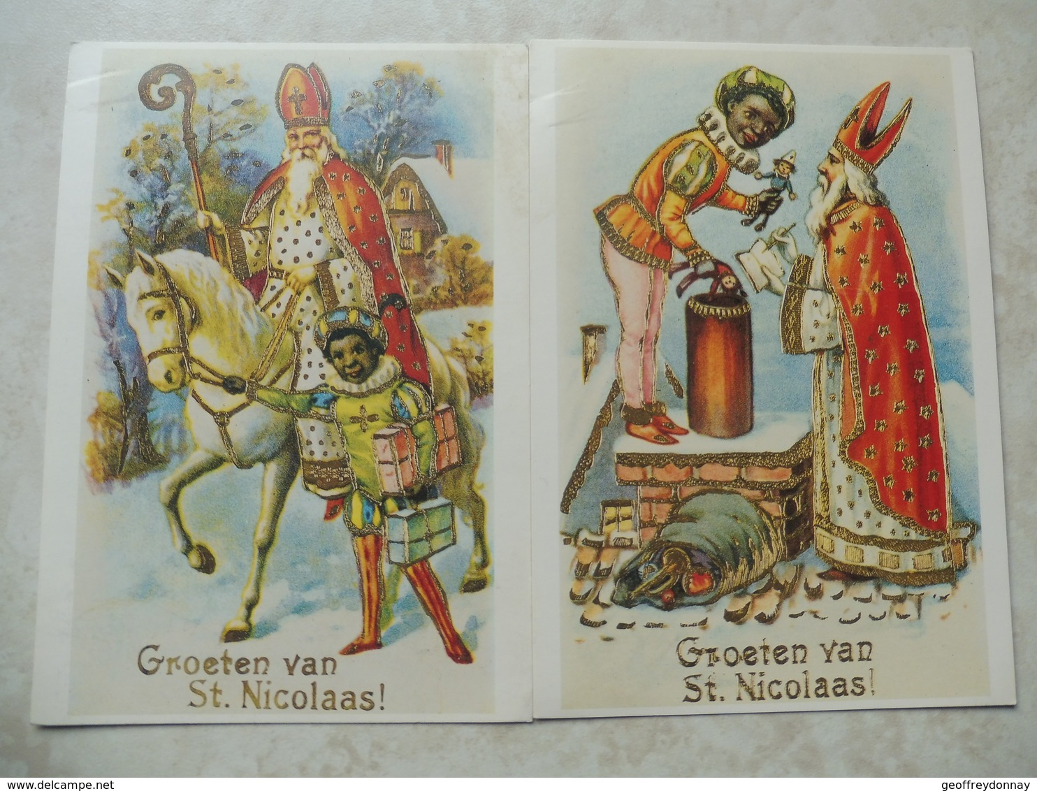 2 Cartes Saint Nicolas Belles Illustrations / 2 Kaarten Saint Nicolas Prachtige Illustraties - Bowling