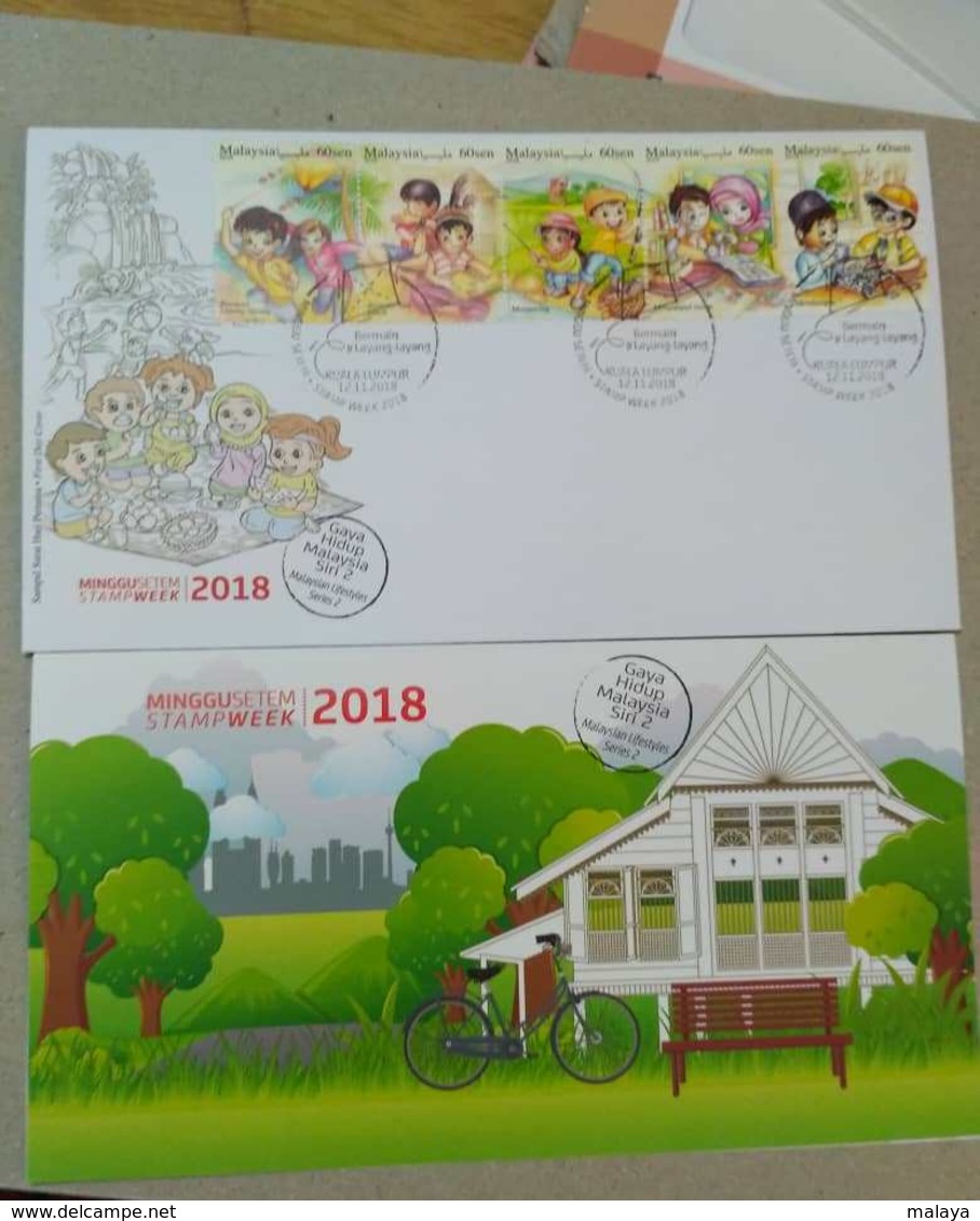 Malaysia Stamp Week Malaysian Lifestyles II 2018 Kite Music Hobby Car Play Set Stamp Setenant Strip Unissued FDC Cover - Malaysia (1964-...)