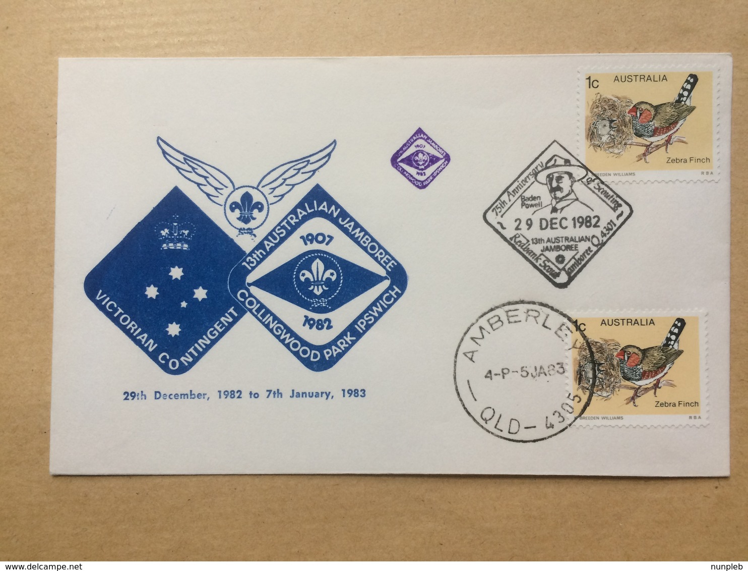 AUSTRALIA 1982 Cover - 13th Australian Scout Jamboree - Collingwood Park Ipswich - Amberley Queensland Postmark - Covers & Documents