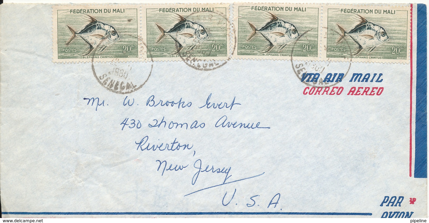 Mali Air Mail Cover Sent To USA 1960 Topic Stamps FISH - Mali (1959-...)