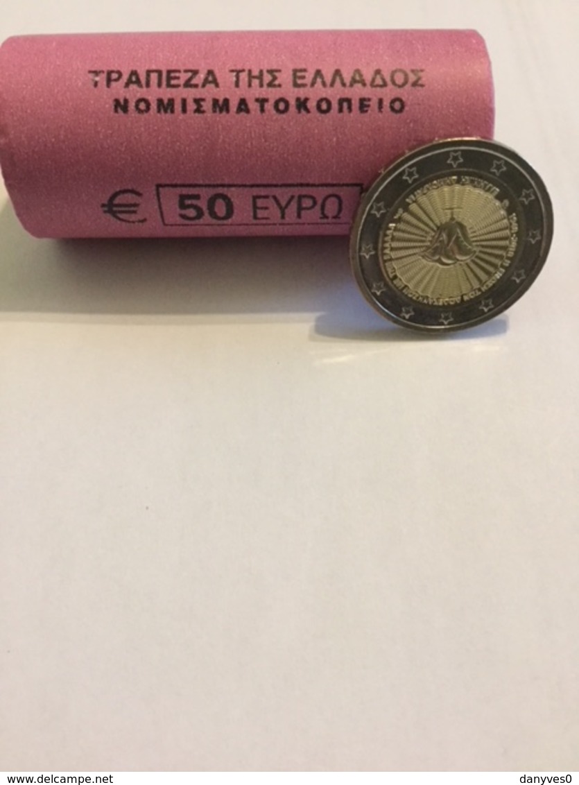 Les 2 Rouleaux De 25 Pièces  Commémoratives 2 Euro UNC Grèce 2018  " Kostis Palamas & Dodecanèse  " - Grèce