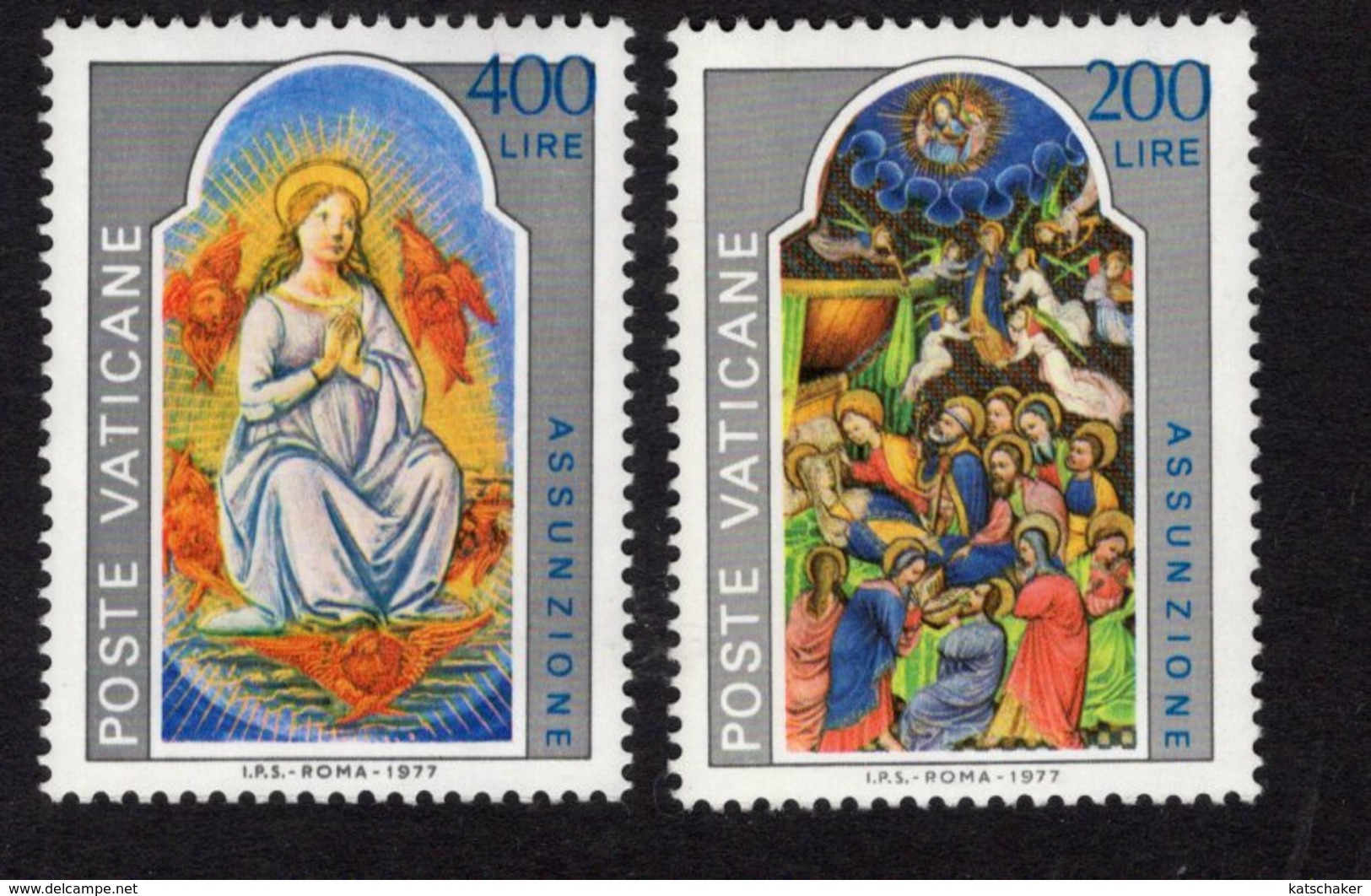 684612997 VATICAN 1977 POSTFRIS MINT NEVER HINGED POSTFRISCH EINWANDFREI SCOTT 615 616 FEAST OF THE ASSUMPTION - Neufs