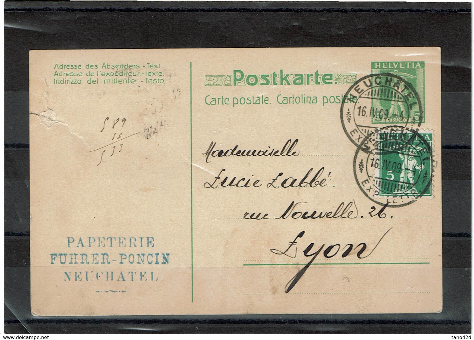 LBR26 - SUISSE ENTIER POSTAL CIRCULE DECHIRURE A GAUCHE - Entiers Postaux