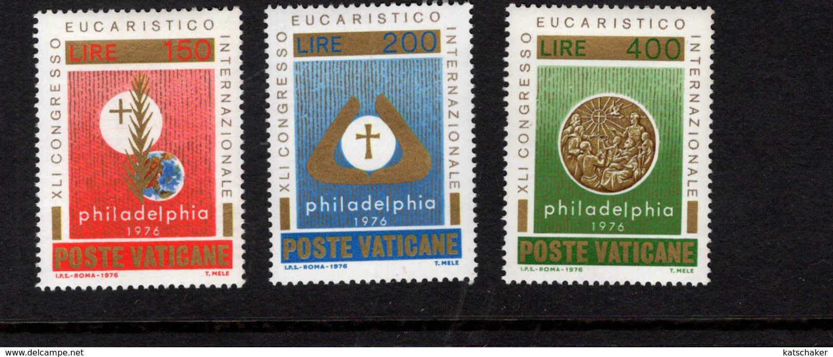 684614197 VATICAN 1976 POSTFRIS MINT NEVER HINGED POSTFRISCH EINWANDFREI SCOTT 592 594 41ST INTL EUCHARISTIC CONGRESS - Neufs