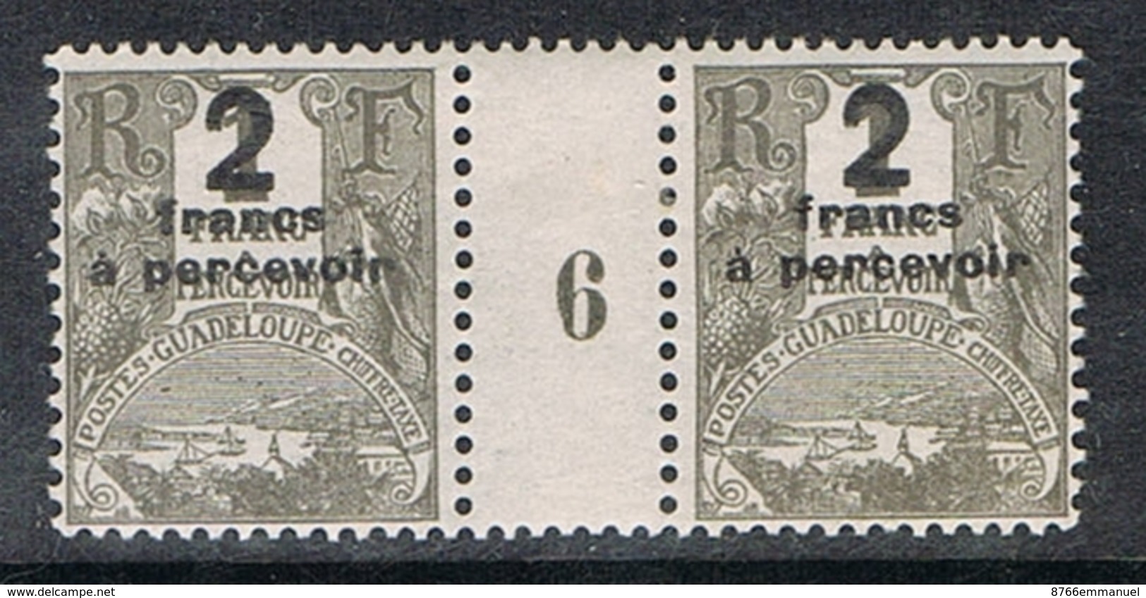 GUADELOUPE TAXE N°23 N* EN PAIRE MILLESIMEE "6" - Timbres-taxe