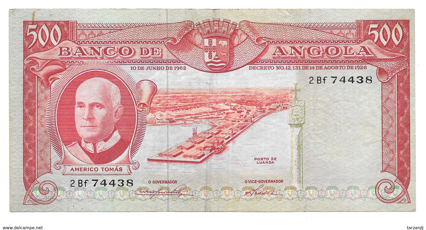 Billet De Quinhentos Escudos (500 Escudos) ANGOLA 1962 (Rhinocéros) - Angola