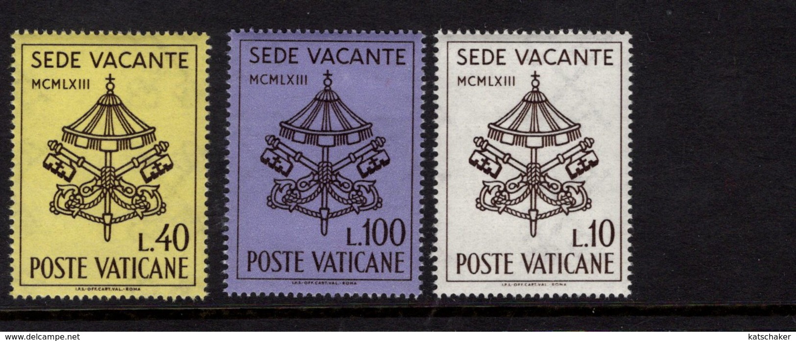 684616840 VATICAN 1967 POSTFRIS MINT NEVER HINGED POSTFRISCH EINWANDFREI SCOTT 362 364 KEYS OF ST PETER AND PAPAL - Neufs