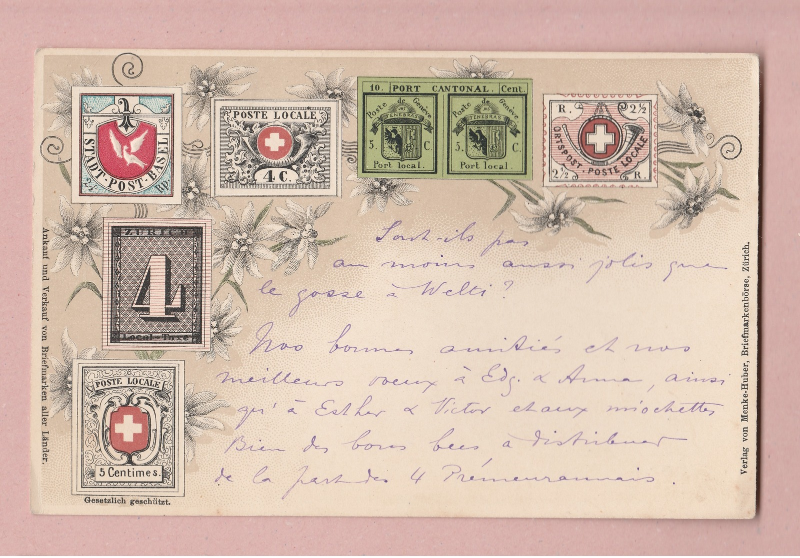 AK Motiv Briefmarken Schweiz Ges 03.01.1908 Bex Verlag Menke-Huber - Timbres (représentations)