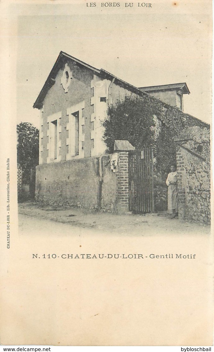 CPA 72 Chateau Du Loir Gentil Motif Précurseur Non Circulé Librairie Laurentine Cliché Hublin No 110 Les Bords Du Loir - Chateau Du Loir